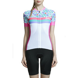 MONTON Kurzarm Fahrradtrikot - QUIET TIME LADY  - Rosa/Weiß