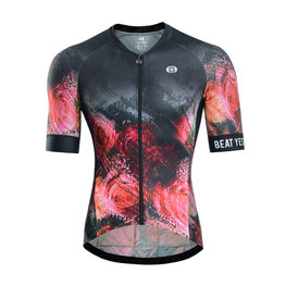 MONTON Kurzarm Fahrradtrikot - NIGHT FLOWERS - Schwarz/Rosa
