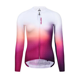 MONTON Langarm Fahrradtrikot für den Sommer - TWILIGHT LADY SUMMER - Weiß/Rot