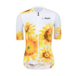 MONTON Kurzarm Fahrradtrikot - SUNFLOWER LADY - Weiß/Gelb