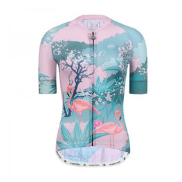 MONTON Kurzarm Fahrradtrikot - FLAMINGO LADY - Rosa/Weiß