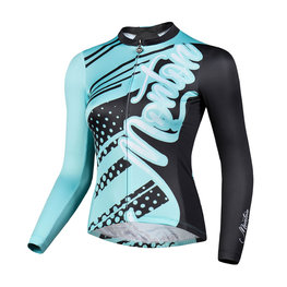 MONTON Langarm Fahrradtrikot für den Sommer - FERNYARN LADY SUMMER - Grün/Schwarz