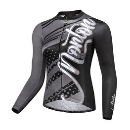 MONTON Langarm Fahrradtrikot für den Sommer - FERNYARN LADY SUMMER - Schwarz/Grau