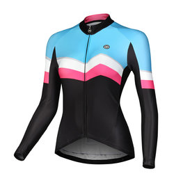 MONTON Langarm Fahrradtrikot für den Sommer - WINLAN LADY WINTER - Rosa/Schwarz/Blau