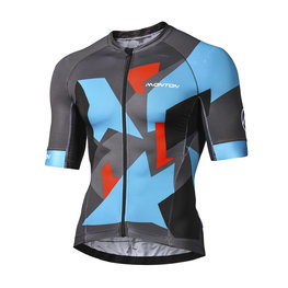 MONTON Kurzarm Fahrradtrikot - CINDER - Grau/Blau/Rot