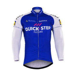 Langarm Fahrradtrikot für den Winter - QUICKSTEP 2017 WNT - Weiß/Blau