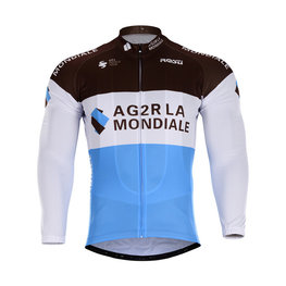 Langarm Fahrradtrikot für den Winter - AG2R 2018 WINTER - Hellblau/Weiß/Braun