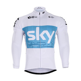 Langarm Fahrradtrikot für den Winter - SKY 2018 WINTER - Weiß/Hellblau