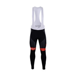 Lange Fahrradhose mit Trägern - TREK 2018 WINTER - Rot/Schwarz