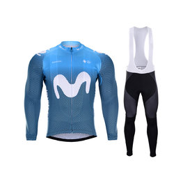 BONAVELO Radtrikot und Hose für den Winter - MOVISTAR 2020 WINTER - Schwarz/Blau