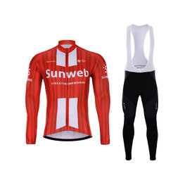 BONAVELO Radtrikot und Hose für den Winter - SUNWEB 2020 WINTER - Rot/Weiß/Schwarz