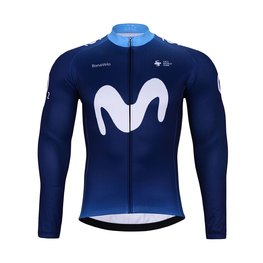 BONAVELO Langarm Fahrradtrikot für den Winter - MOVISTAR 2024 WINTER - Weiß/Blau