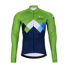 BONAVELO Langarm Fahrradtrikot für den Winter - SLOVENIA - Blau/Grün