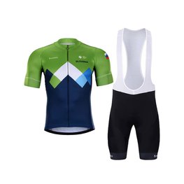 BONAVELO Kurzarm Radtrikot und Shorts - SLOVENIA - Grün/Schwarz/Blau