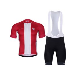 BONAVELO Kurzarm Radtrikot und Shorts - POLAND II. - Rot/Schwarz/Weiß