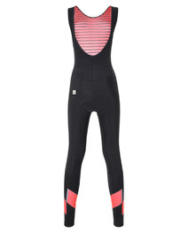 SANTINI Lange Fahrradhose mit Trägern - CORAL BENGAL LADY - Schwarz/Rosa