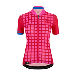 SANTINI Kurzarm Fahrradtrikot - SLEEK GRIDO - Blau/Rosa