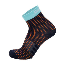 SANTINI Knöchelhohe Fahrradsocken - GIADA - Orange/Hellblau/Schwarz