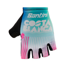 SANTINI Fingerlose Fahrradhandschuhe - LA VUELTA 2019 - Hellblau/Weiß/Rosa