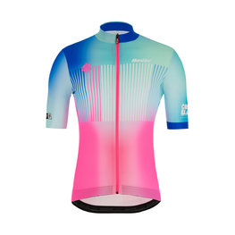 SANTINI Kurzarm Fahrradtrikot - LA VUELTA 2019 - Hellblau/Rosa