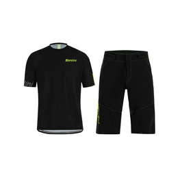 SANTINI MTB Radtrikot und Hose - SASSO MTB - Schwarz