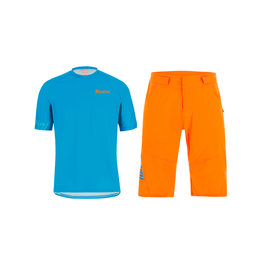SANTINI MTB Radtrikot und Hose - SASSO MTB - Türkis/Orange