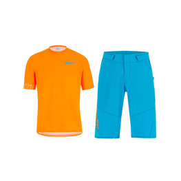 SANTINI MTB Radtrikot und Hose - SASSO MTB - Türkis/Orange