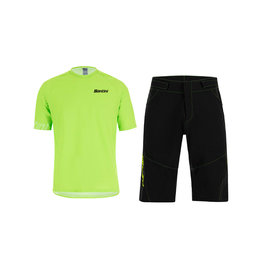 SANTINI MTB Radtrikot und Hose - SASSO MTB  - Grün/Schwarz