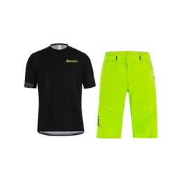 SANTINI MTB Radtrikot und Hose - SASSO MTB - Grün/Schwarz