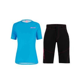 SANTINI MTB Radtrikot und Hose - SASSO MTB LADY - Türkis/Schwarz