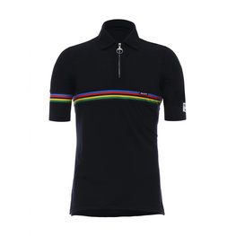 SANTINI Kurzarm Fahrrad-Shirt - UCI RAINBOW WOOL - Regenbogen/Schwarz