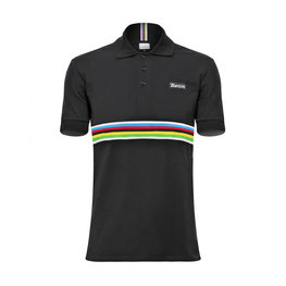 SANTINI Kurzarm Fahrrad-Shirt - UCI POLO - Schwarz