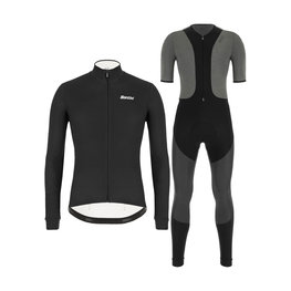 SANTINI Radtrikot und Hose für den Winter - COLORE WINTER - Schwarz/Grau