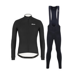 SANTINI Radtrikot und Hose für den Winter - COLORE WINTER II - Schwarz