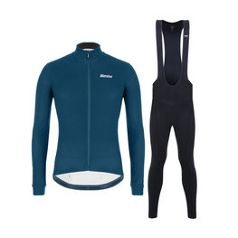 SANTINI Radtrikot und Hose für den Winter - COLORE WINTER II - Schwarz/Blau