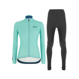 SANTINI Radtrikot und Hose für den Winter - COLORE LADY WINTER - Hellblau/Schwarz