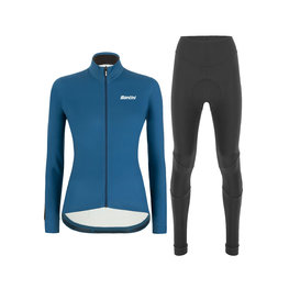 SANTINI Radtrikot und Hose für den Winter - COLORE LADY WINTER - Blau/Schwarz