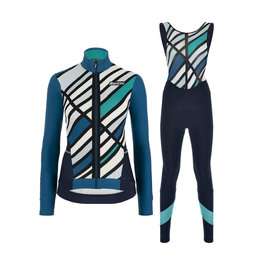 SANTINI Radtrikot und Hose für den Winter - CORAL R. LADY WINTER - Schwarz/Blau