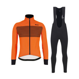 SANTINI Fahrradjacke und Hose für den Winter - COLORE WINTER III - Schwarz/Orange