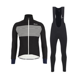 SANTINI Fahrradjacke und Hose für den Winter - COLORE WINTER III - Schwarz/Weiß