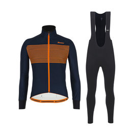 SANTINI Fahrradjacke und Hose für den Winter - COLORE WINTER III - Orange/Blau/Schwarz