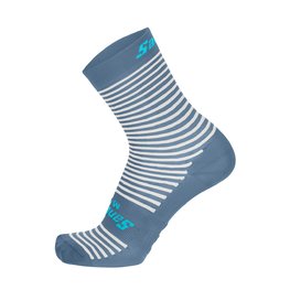 SANTINI Klassische Fahrradsocken - MILLE - Hellblau/Weiß