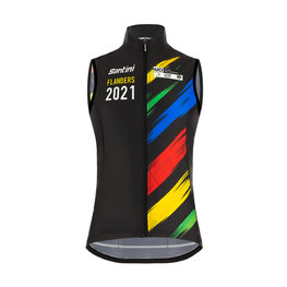 SANTINI Fahrradweste - UCI WC FLANDERS 2021 - Regenbogen/Schwarz