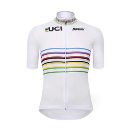 SANTINI Kurzarm Fahrradtrikot - UCI WORLD CHAMPION MASTER - Weiß/Regenbogen