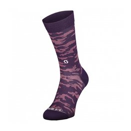 SCOTT Klassische Fahrradsocken - TRAIL CAMO CREW - Lila/Weiß