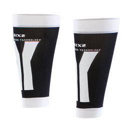 SIX2 Knielange Fahrradbeinlinge - CALF - Schwarz/Weiß