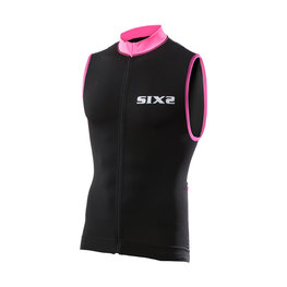 SIX2 Ärmelloses Fahrradtrikot - BIKE2 STRIPES - Rosa/Schwarz