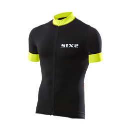 SIX2 Kurzarm Fahrradtrikot - BIKE3 STRIPES - Schwarz/Gelb