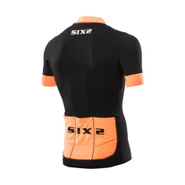 SIX2 Kurzarm Fahrradtrikot - BIKE3 STRIPES - Schwarz/Orange