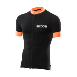 SIX2 Kurzarm Fahrradtrikot - BIKE3 STRIPES - Schwarz/Orange